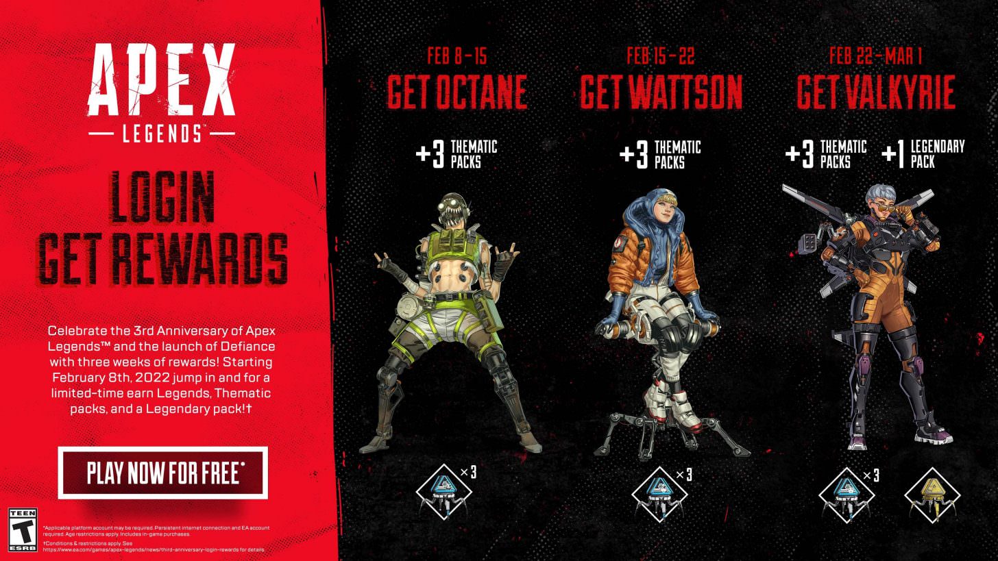 Apex Legends Yıldönümü Etkinliği Bedavaları Üç Ücretsiz Karakter İçeriyor