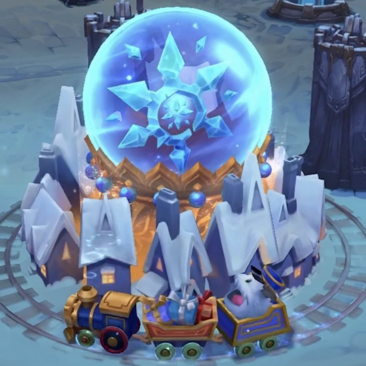 LoL Kış Haritası - Kış dekorlu kule ve yollar